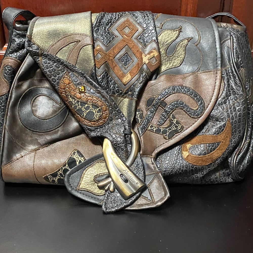 Vintage NAS Alentini Patchwork fall faux Leather shoulder Bag - Picture 16 of 16